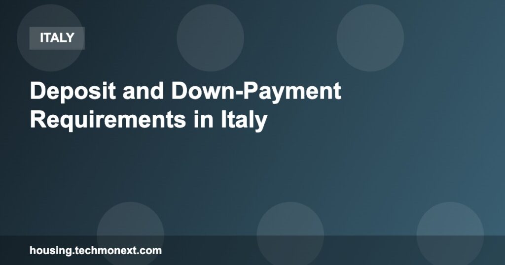 Deposit and Down-Payment Requirements in Italy Deposit and Down-Payment Requirements in Italy
